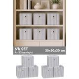 Meleni Home 6'lı Çizgili Dolap İçi Organizer - Kıyafet Oyuncak Saklama Raf Düzenleyici Sepet 30x30x30 cm