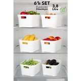 Meleni Home 6'lı Çok Amaçlı Buzdolabı Düzenleyici 3800 ml Beyaz Plastik Malzeme ile Mutfak ve Banyo İçin