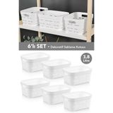 Meleni Home 6'lı Delikli Dekoratif Piramit Saklama Kutusu - Dolap İçi Düzenleyici Organizer Kutu 3,8 Lt Beyaz