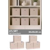 Meleni Home 6'lı Dolap İçi Organizer - Kıyafet Oyuncak Saklama Raf Düzenleyici Sepet 30x30x30 cm Bej