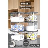 Meleni Home 6'lı Etiketli Deterjan Saklama Kutusu - Şeffaf Derin Banyo Tablet Toz Deterjan Kutusu 3,7 Litre