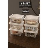 Meleni Home 6'lı Kilit Kapak Organizer - Dekoratif Dolap İçi Takı Düzenleyici Makyaj Saklama Kutusu 300ml Bej