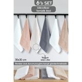 Meleni Home 6'lı Mikrofiber Temizlik Bezi - Mutfak Banyo Cam Tezgah Araba Temizlik Bezi 30X30 cm Karışık Renkli