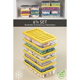 Meleni Home 6'lı Saklama Kabı , Mikrodalga Uyumlu Erzak Saklama Kabı Sarı 6 X 1200 ml