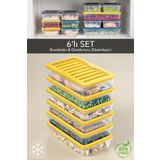 Meleni Home 6'lı Saklama Kabı , Mikrodalga Uyumlu Erzak Saklama Kabı Sarı 6 X 1200 ml