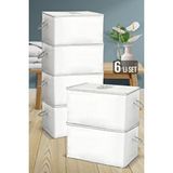 Meleni Home 6'lı Set Mega Boy Yorgan Hurcu - Sandık Tipi Yastık Yorgan Saklama Hurcu 75 X 45 X 45 Cm Gri