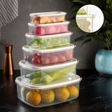 Meleni Home 6'lı Sweet Box Saklama Kabı Seti Dikdörtgen Erzak Kabı Kavanoz Şeffaf (300-500-850-1350-2000-3150ml)