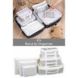 Meleni Home 6'lı Valiz Düzenleyici Set - Bavul İçi Organizer Çok Amaçlı Organizer Set Seyahat Hurcu Gri