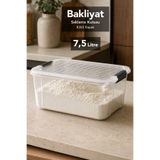 Meleni Home 7.5Lt Elora Düzenleyici Kutu - Kilitli Kapak Mutfak Organizer Bakliyat Erzak Saklama Kabı Şeffaf