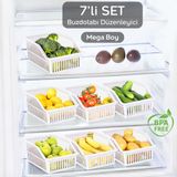 Meleni Home 7 Adet Mega Boy Buzdolabı, Dolap Içi Düzenleyici Organizer, Büyük Boy Buzdolabı Düzenleyici