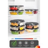 Meleni Home 7 Adet Yuvarlak 3 Bölmeli Saklama Kabı - Mikrodalga Uyumlu Organizer Derin Dondurucu Erzak Kabı - 700 ml - Gri