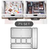 Meleni Home 7 Parça Çekmece İçi Akseuar Düzenleyici Set - Modüler Makyaj Organizer Siyah