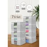 Meleni Home 7'li Maxi Pencereli Baza Altı Hurç - Çekyat Baza Tipi Yastık Kıyafet Saklama Hurcu 45 x 40 x 30 cm - 45 x 40 cm