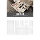 Meleni Home 8'li Kozmetik Takı Düzenleyici Makyaj Organizer - Tasarım Çekmece İçi Organizer Kutu Beyaz