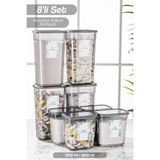 Meleni Home 8'li Mega Set - Dikdörtgen Deterjan Saklama Kabı - Tablet Deterjan Saklama Kutusu 4x(3,2 Lt - 2 Lt)