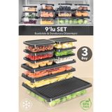 Meleni Home 9'lu Buzdolabı Organizer Set - Difrize Uygun Düzenleyici Buzluk Saklama Kabı Antrasit