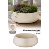 Meleni Home Aranjman Saksı - Drenajlı Dekoratif Salon Bahçe Çiçek Kaktüs Saksısı 4,8Lt Kirli Beyaz