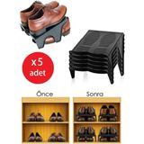 Meleni Home Çiftli Ayakkabı Rampası 5 Adet Siyah Ayakkabı Düzenleyici Pratik Çözüm