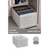 Meleni Home Çizgili Dolap İçi Düzenleyici Set - Kıyafet Oyuncak Saklama Kutusu Sepet Organizer Beyaz
