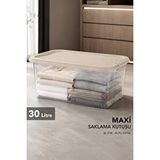 Meleni Home Çok Amaçlı Organizer - Kapaklı Dolap İçi Düzenleyici Kıyafet Eşya Depolama Kutusu 30lt Bej