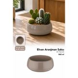 Meleni Home Dekoratif Aranjman Saksı - Drenajlı Salon Balkon Çiçek Kaktüs Saksısı 860ml Mocha