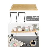 Meleni Home Dekoratif Bambu Raf - Mutfak Banyo Düzenleyici Aksesuar Organizeri Makyaj Parfüm Standı 36x12 Cm Bej