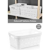 Meleni Home Delikli Dekoratif Piramit Saklama Kutusu - Dolap İçi Düzenleyici Organizer Kutu 10,8 Lt Beyaz