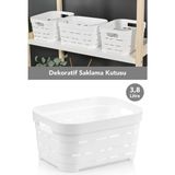 Meleni Home Delikli Dekoratif Piramit Saklama Kutusu - Dolap İçi Düzenleyici Organizer Kutu 3,8 Lt Beyaz