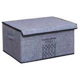 Meleni Home Keçe Kapaklı Kirli Çamaşır Sepeti Çok Amaçlı Organizer Katlanır Saklama Kutusu Gri 25X40X60CM