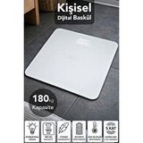 Meleni Home LED Ekran Cam Dijital Baskül - 180kg Kapasiteli Kişisel Hassas Kilo Ölçer Tartı Beyaz