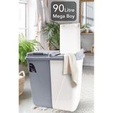 Meleni Home Mega Duo İki Bölmeli Kirli Çamaşır Sepeti - Banyo Çamaşır Sepeti Renkliler & Beyazlar 90 Lt Diğer