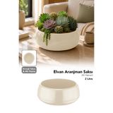 Meleni Home Modern Aranjman Saksı - Salon Bahçe Drenajlı Dekoratif Kaktüs Çiçek Saksısı 2Lt Kirli Beyaz