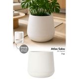 Meleni Home Modern Çiçek Saksısı - Kendinden Drenajlı Plastik İç ve Dış Mekan Bitki Saksısı 7Lt Beyaz