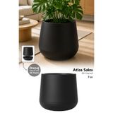Meleni Home Modern Çiçek Saksısı - Kendinden Drenajlı Plastik İç ve Dış Mekan Bitki Saksısı 7Lt Siyah