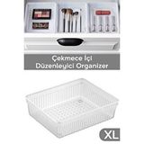 Meleni Home Modüler Çekmece İçi Düzenleyici - Banyo Makyaj Takı Organizer Ofis Düzenleyici 15,2 x 15,2 cm Şeffaf
