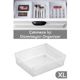 Meleni Home Modüler Çekmece İçi Düzenleyici - Banyo Makyaj Takı Organizer Ofis Düzenleyici 15,2 x 15,2 cm Şeffaf