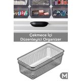 Meleni Home Modüler Çekmece İçi Düzenleyici - Banyo Makyaj Takı Organizer Ofis Düzenleyici 15,3 x 7,8cm Antrasit