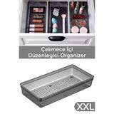 Meleni Home Modüler Çekmece İçi Düzenleyici - Banyo Makyaj Takı Organizer Ofis Düzenleyici 30,5 x 15 cm Antrasit