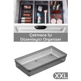 Meleni Home Modüler Çekmece İçi Düzenleyici - Banyo Makyaj Takı Organizer Ofis Düzenleyici 30,5 x 15 cm Antrasit