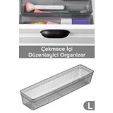 Meleni Home Modüler Çekmece İçi Düzenleyici - Banyo Makyaj Takı Organizer Ofis Düzenleyici 30,7 x 7,8cm Antrasit