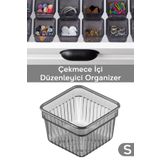 Meleni Home Modüler Çekmece İçi Düzenleyici - Banyo Makyaj Takı Organizer Ofis Düzenleyici 7,8 x 7,8 cm Antrasit