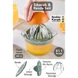 Meleni Home Multi5 Sıkacak ve Rende Seti - Çok Amaçlı Rende Ölçüm Kabı Narenciye Limon Sıkacağı Karışık Renk