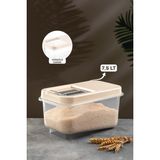Meleni Home Multibox 7,5 Lt Bakliyat Saklama Kabı - Kayar Kapaklı Erzak Saklama Kabı Un Kabı Krem
