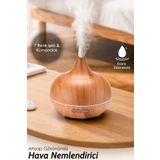 Meleni Home Oda Hava Nemlendirici - 7 Renk LED Işıklı Buhar Makinesi Aroma Difüzörü Humidifier Açık Kahve