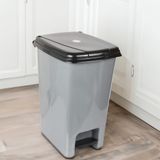 Meleni Home Pedallı Gri Banyo Mutfak Çöp Kovası Siyah Kapaklı Slim Pedallı Çöp Kovası 40 Litre