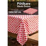 Meleni Home Pötikare Desenli Masa Örtüsü - Sofra Bezi Piknik Kamp Dekoratif Çok Amaçlı Örtü 160x160cm Kırmızı
