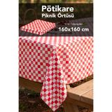 Meleni Home Pötikare Desenli Masa Örtüsü - Sofra Bezi Piknik Kamp Dekoratif Çok Amaçlı Örtü 160x160cm