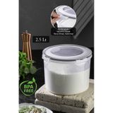 Meleni Home Vakum Kapaklı Yoğurt Kefir Mayalama Kabı Sızdırmaz Contalı Saklama Kabı 2.5 L