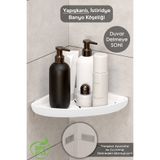 Meleni Home Yapışkanlı Banyo Düzenleyici Duş Rafı - Şampuanlık Sabunluk Banyo Köşeliği Köşe Rafı Beyaz