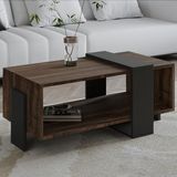 Meleni Orta Sehpa – 90 cm Modern Tasarım – Raflı, Ceviz/Antrasit